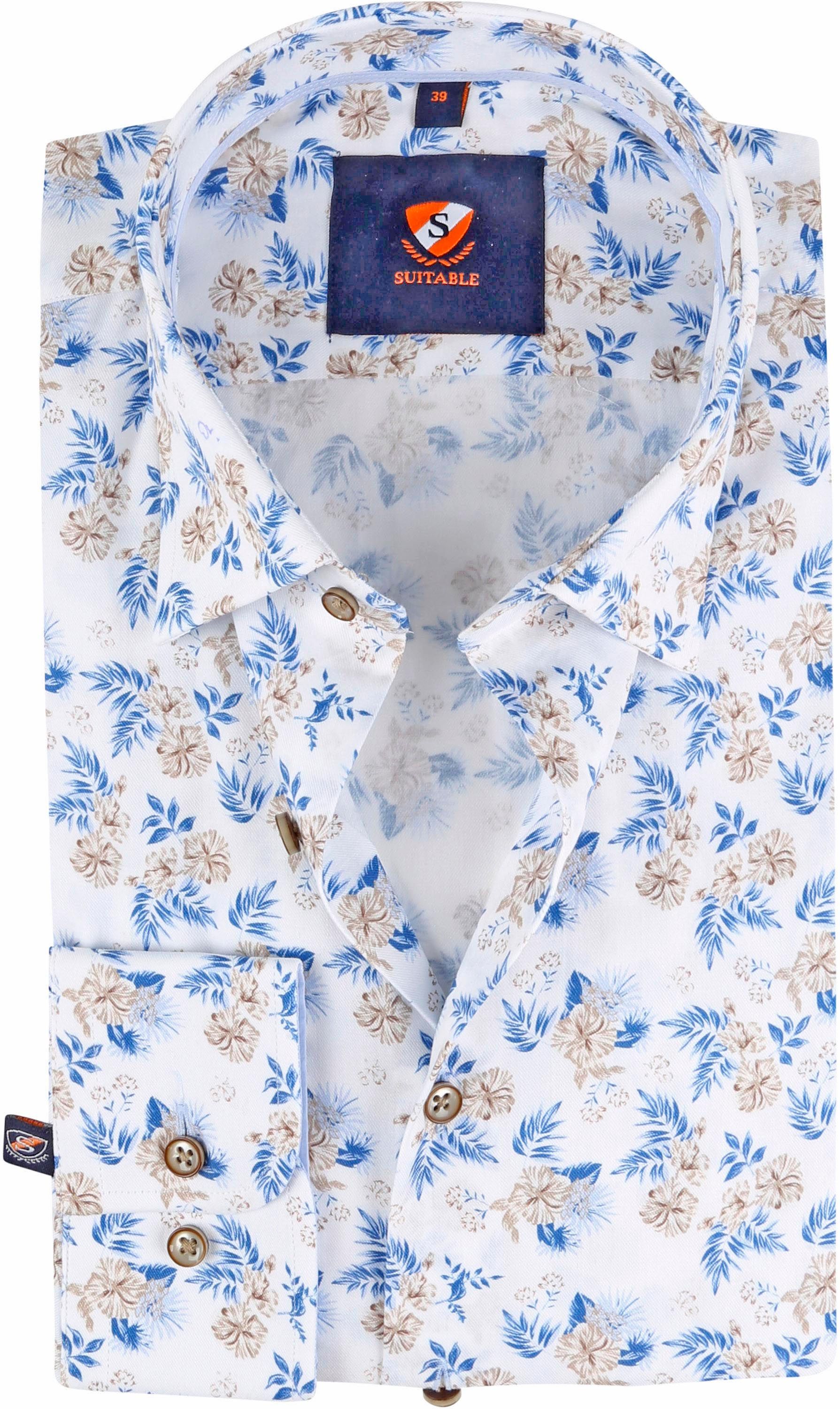 Suitable Twill Chemise Impression Bleu Multicoloré Beige taille 40