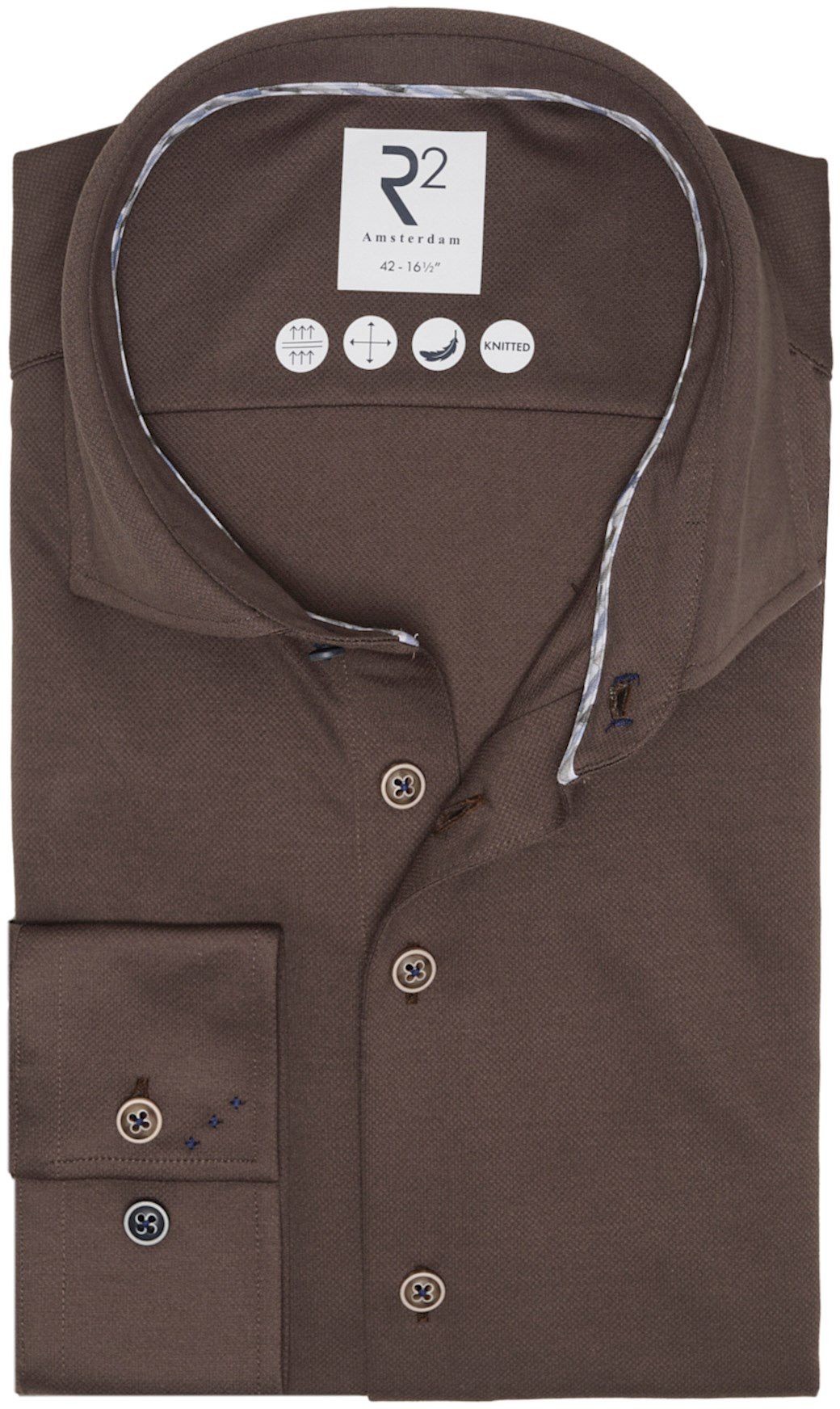 R2 Shirt Dobby Knitted Brown order online | 126.WSP.002-040 | Suitable Norway