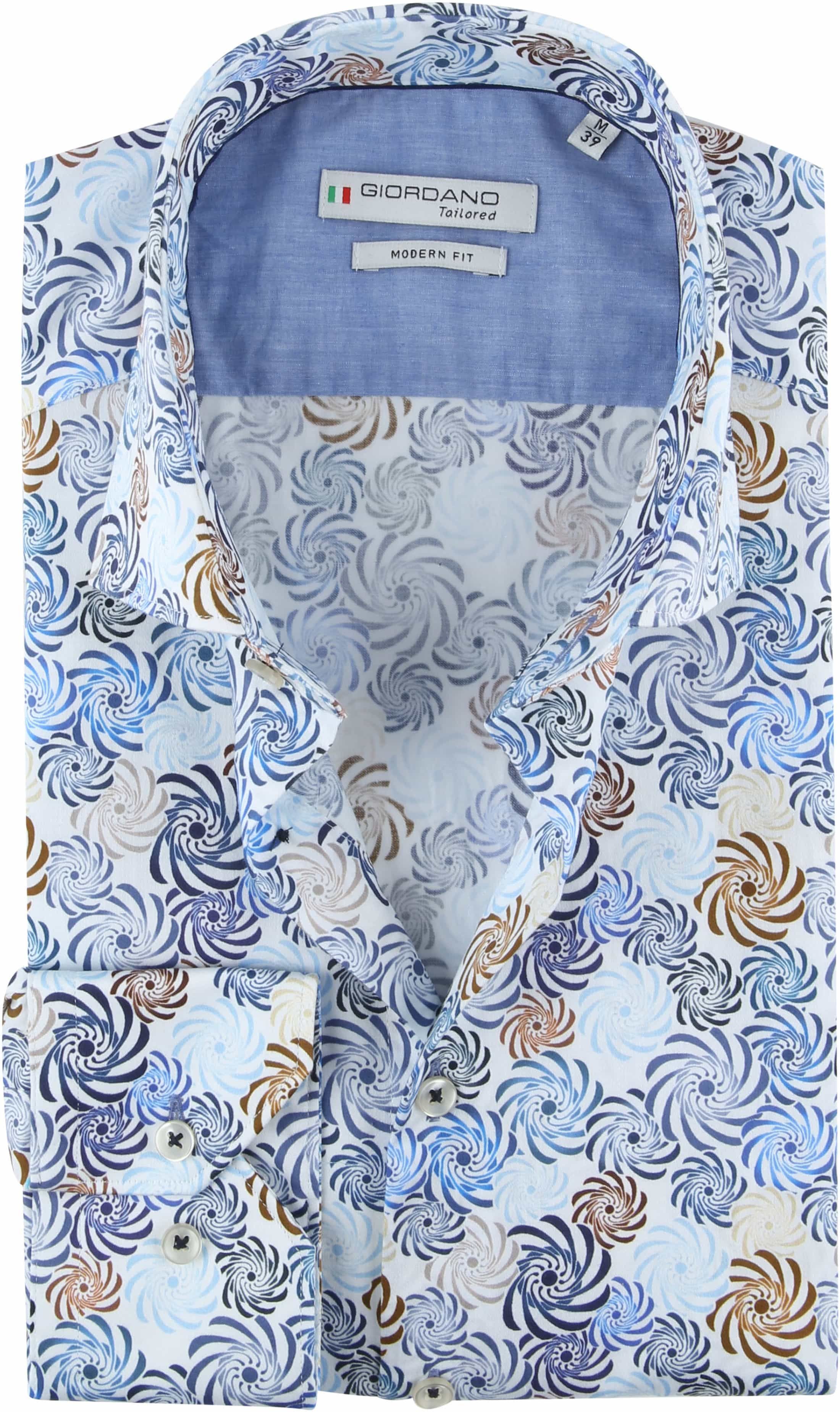 Giordano Shirt Spiral Multicolour Blue size 15 1/2