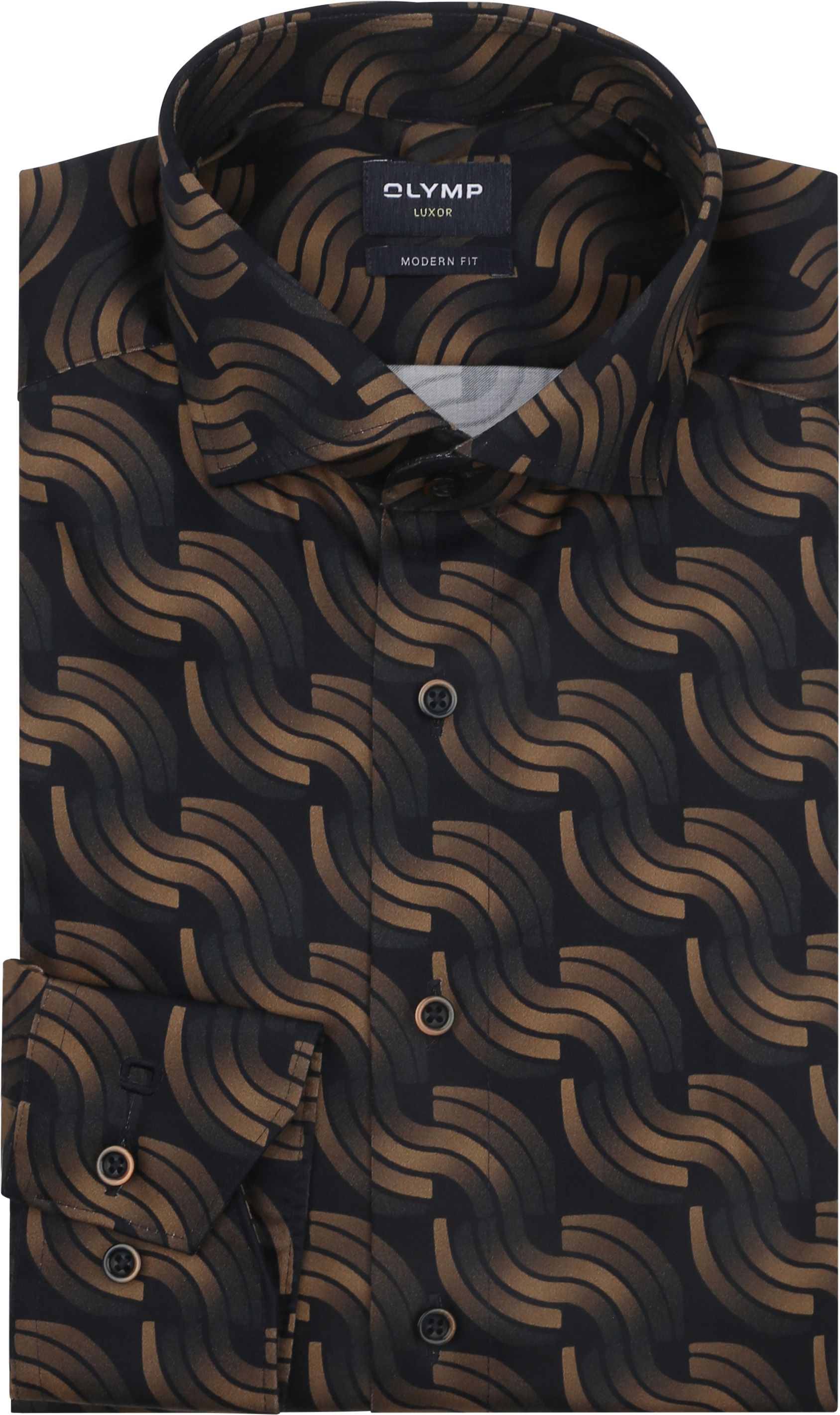 Olymp Luxor Shirt Print Brown order online | 128884-14 | Suitable Lithuania