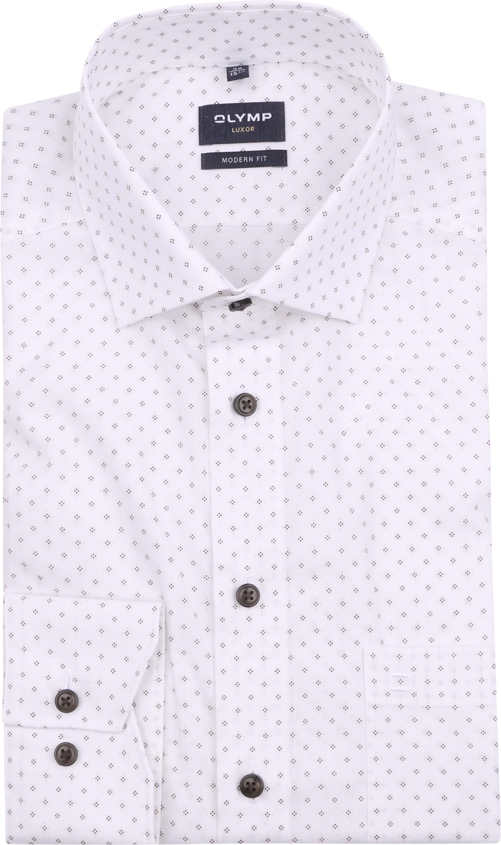 Olymp Luxor Overhemd Print Wit 122864-00 kopen | Suitable