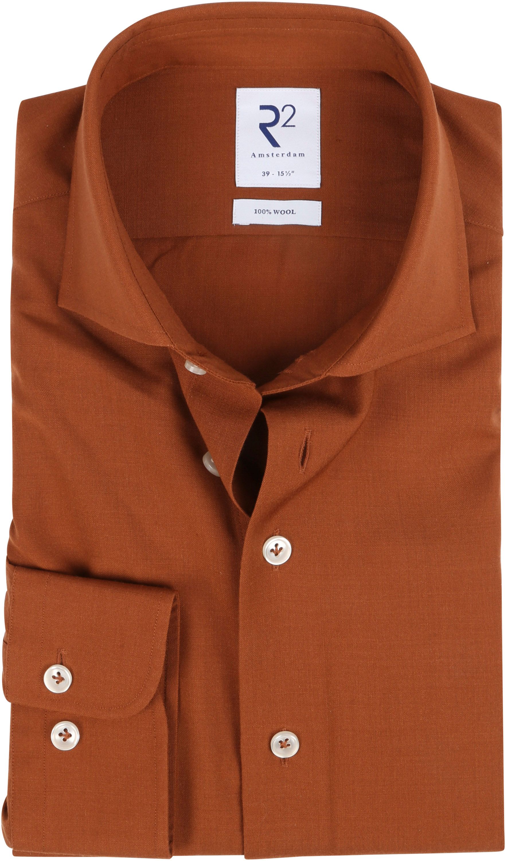 R2 Shirt Merino Wool Orange Brown size 14.5