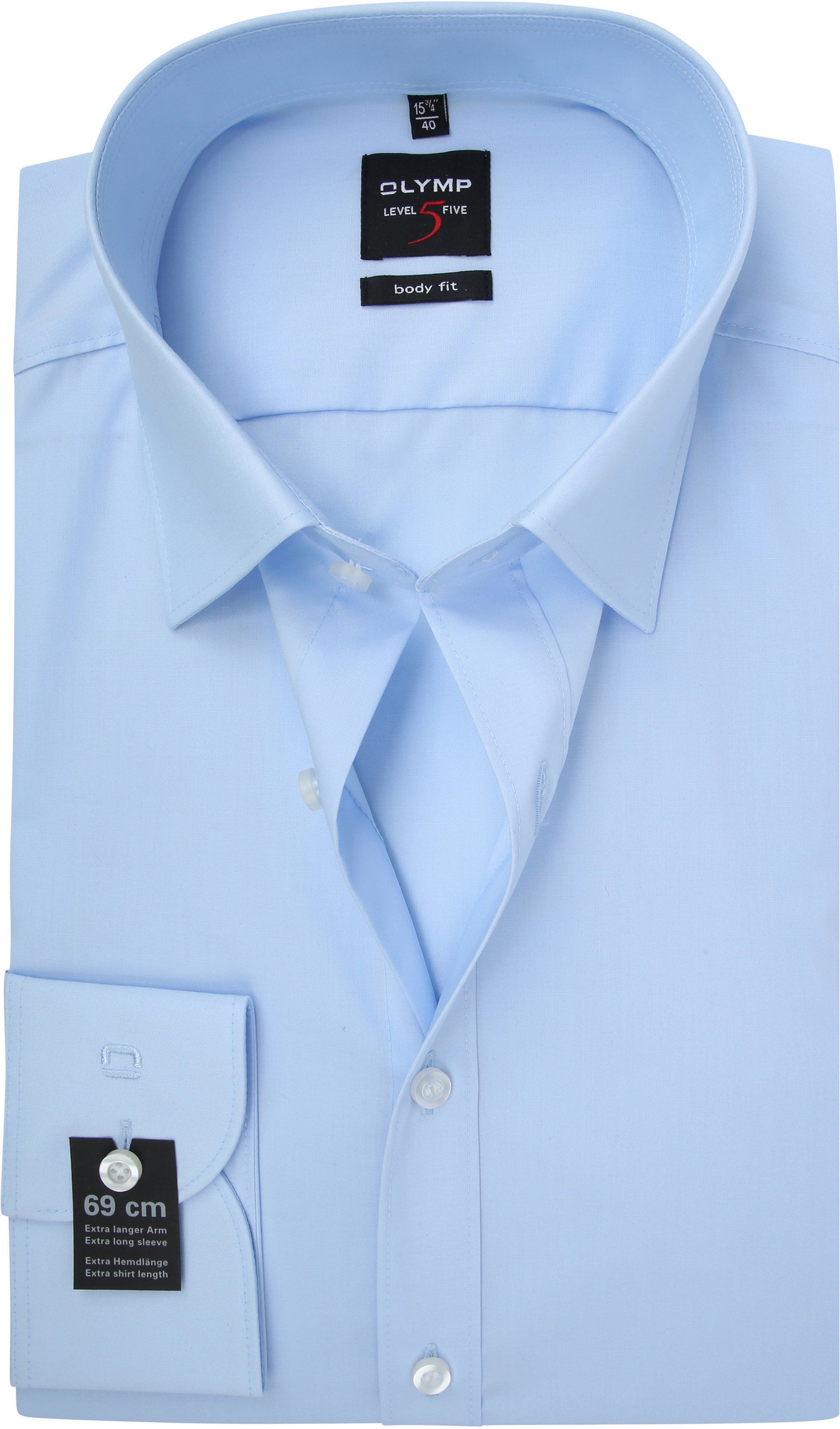 Olymp Level Five Shirt Extra Long Sleeve Body-Fit Light Light blue Blue size 16