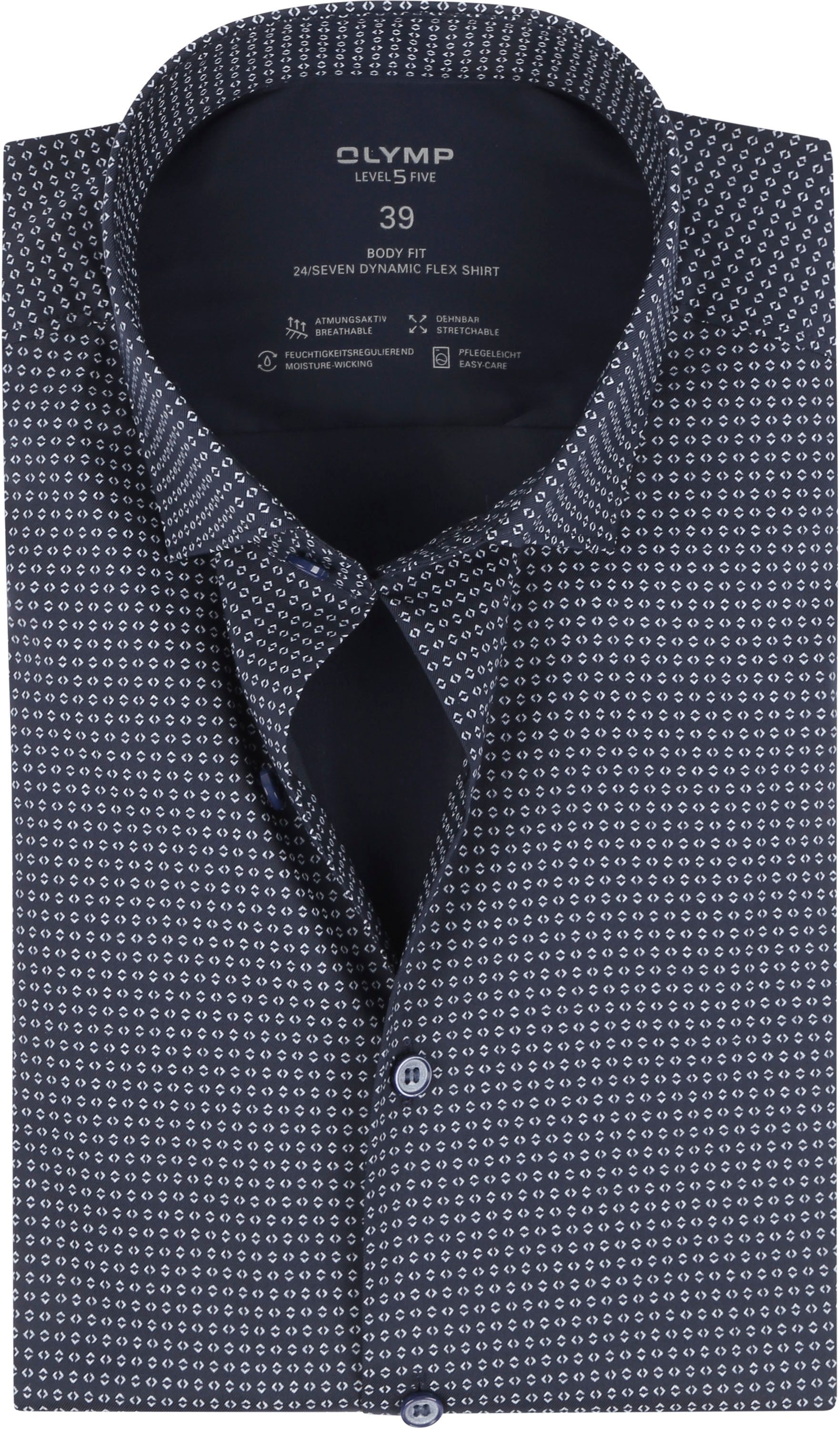 OLYMP Chemise Level5 24/Seven Bleu Marine Dessin Bleu foncé taille 37