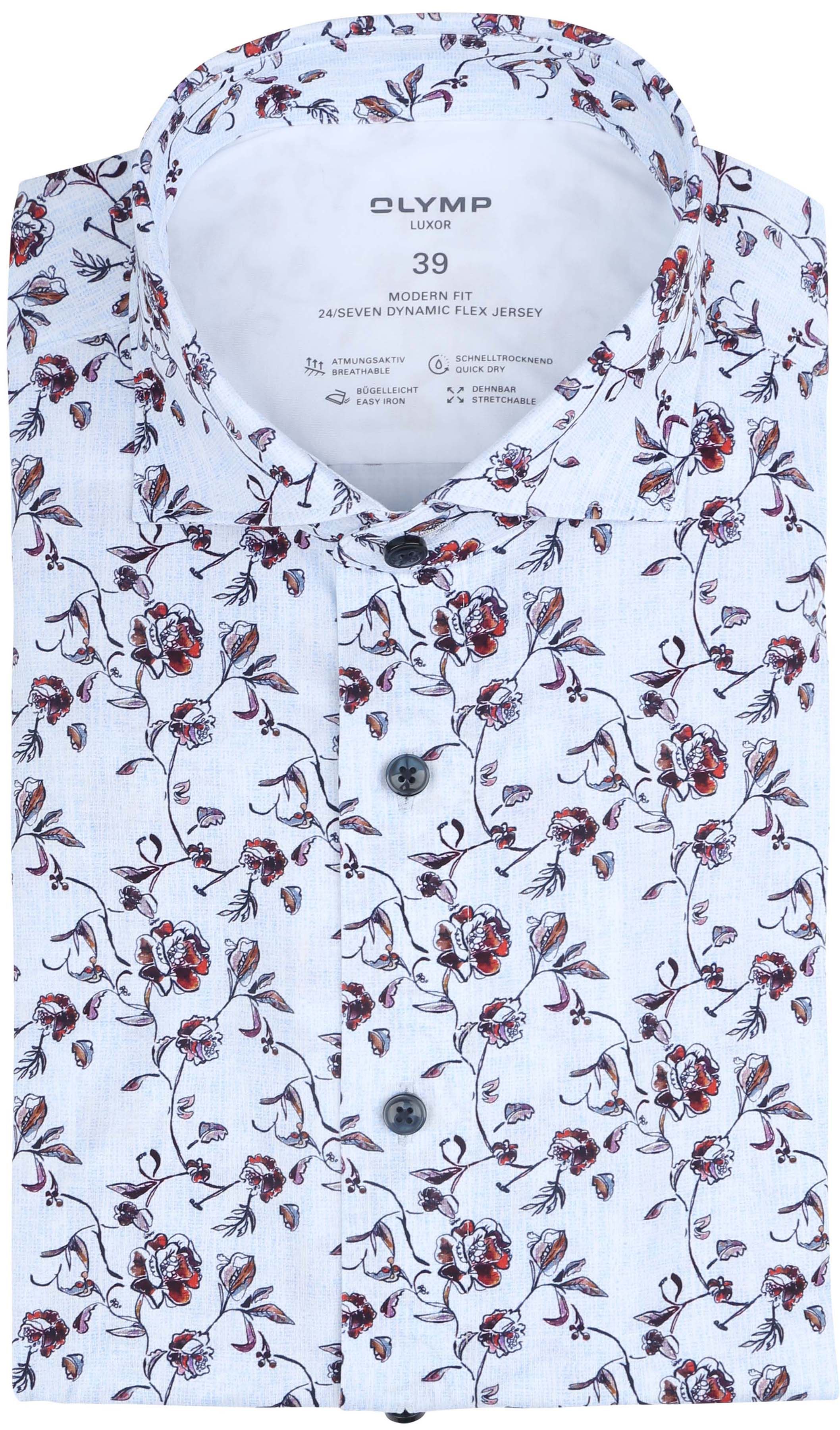 Olymp Luxor Overhemd Print Bloemen Lichtblauw 134654-11 kopen | Suitable