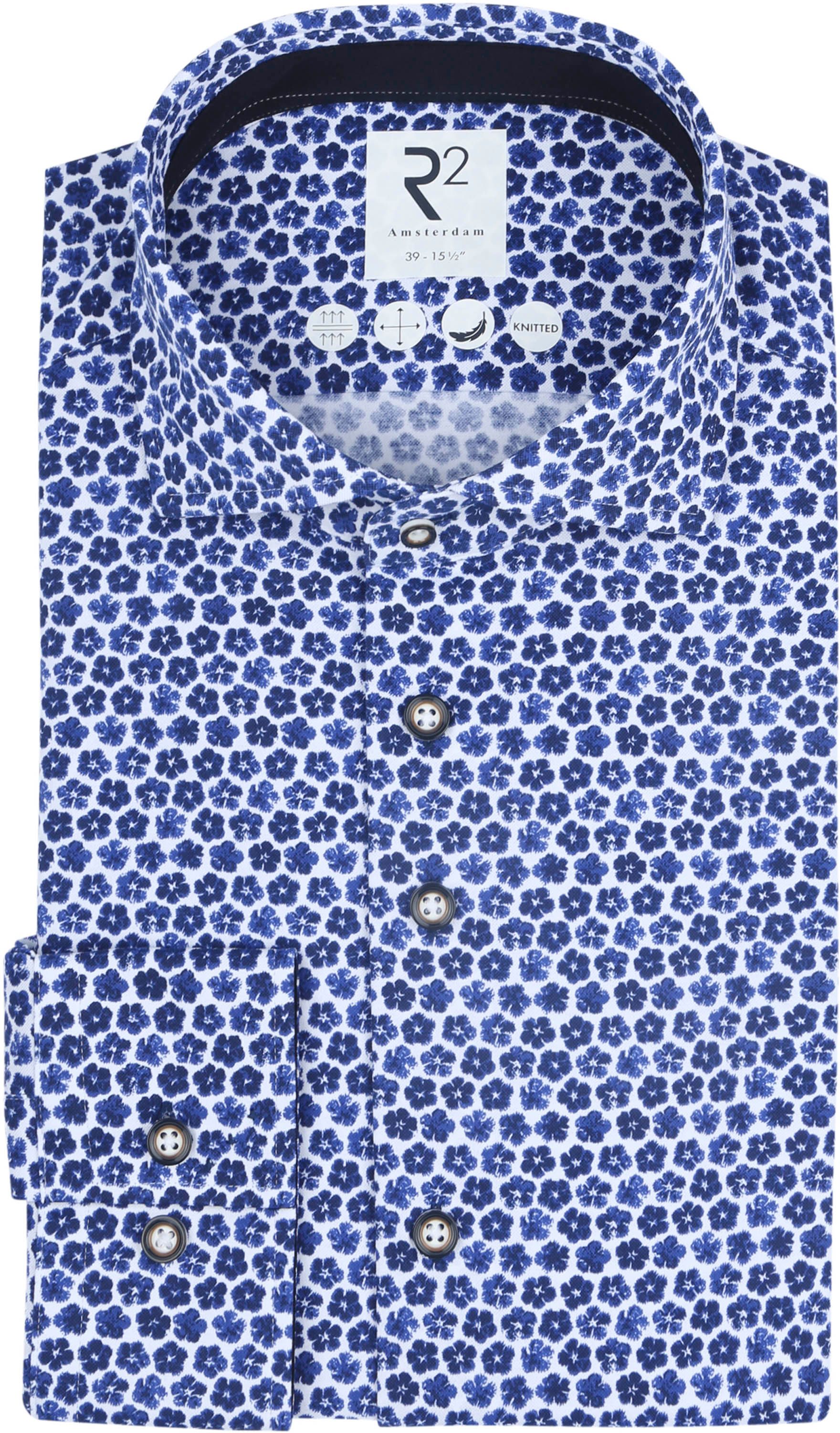 R2 Knitted Piqué Shirt Flowers Blue order online | 120.WSP.011-010 | Suitable Norway