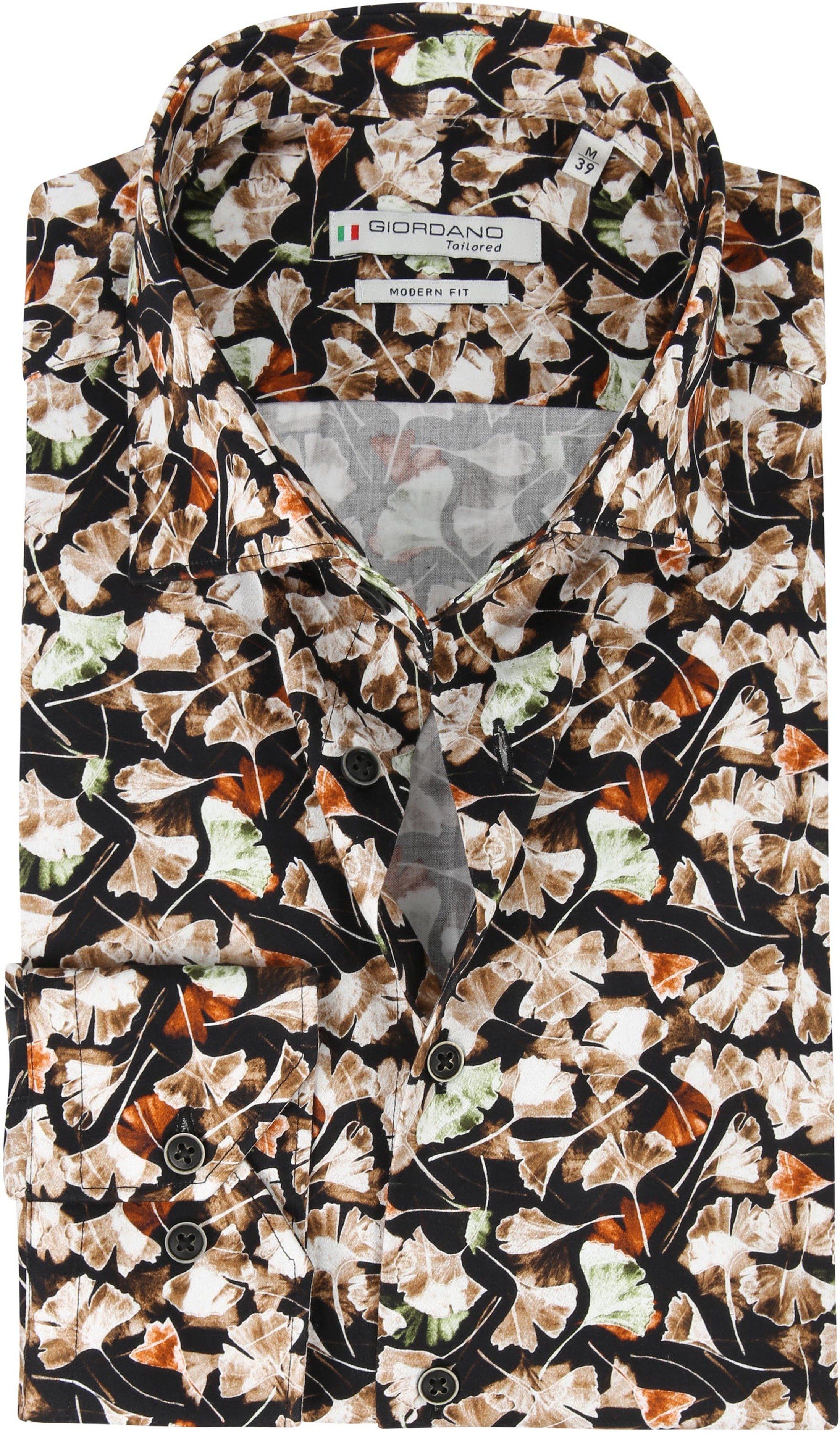 Giordano Shirt Maggiore Leaves Multicolour Brown size 17