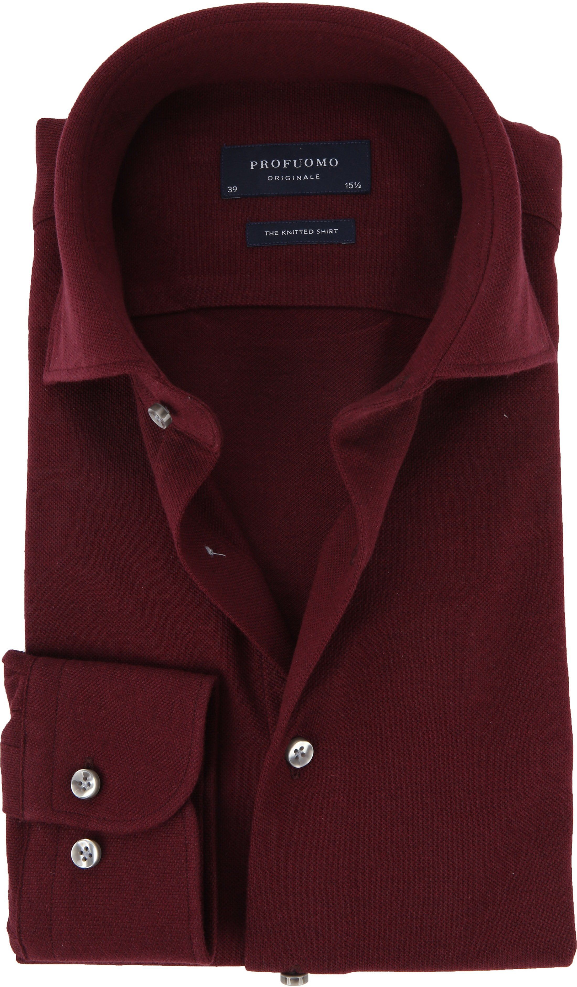 Profuomo Shirt Knitted Bordeaux Burgundy size 15