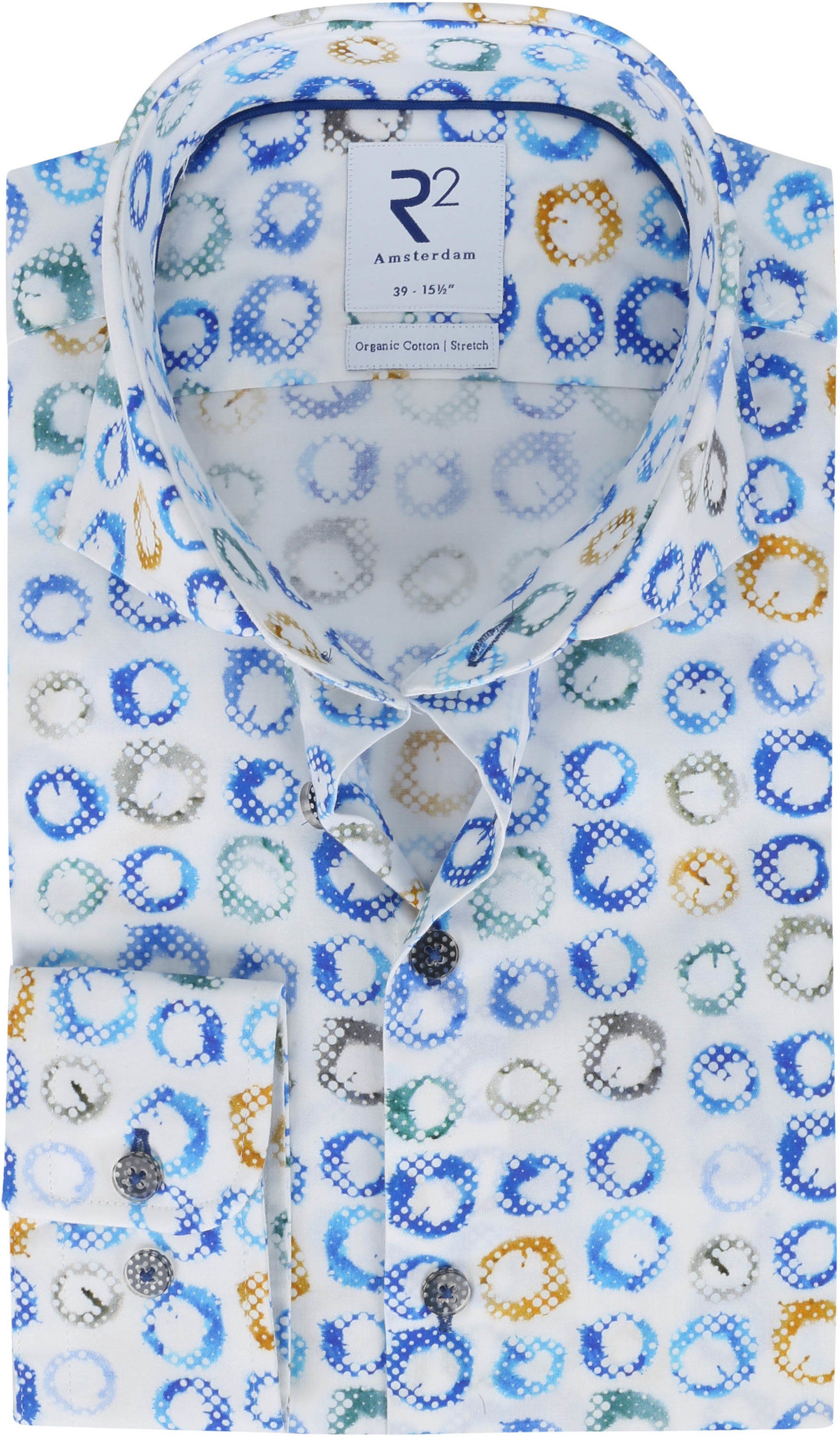 R2 Shirt Pattern Multi Color White Blue size 15