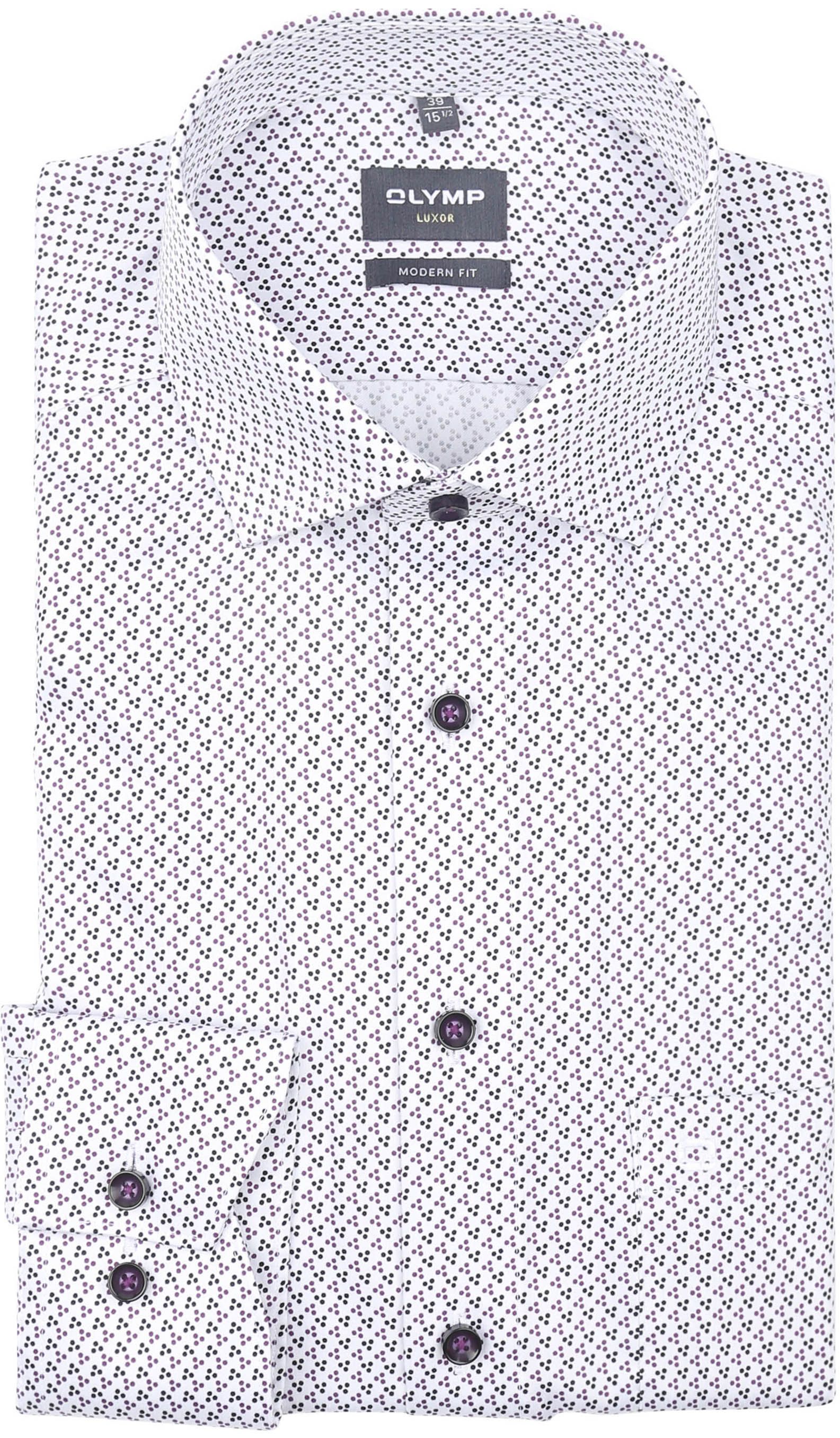 Olymp Luxor Shirt Print White Navy order online | 130064-00 | Suitable Lithuania