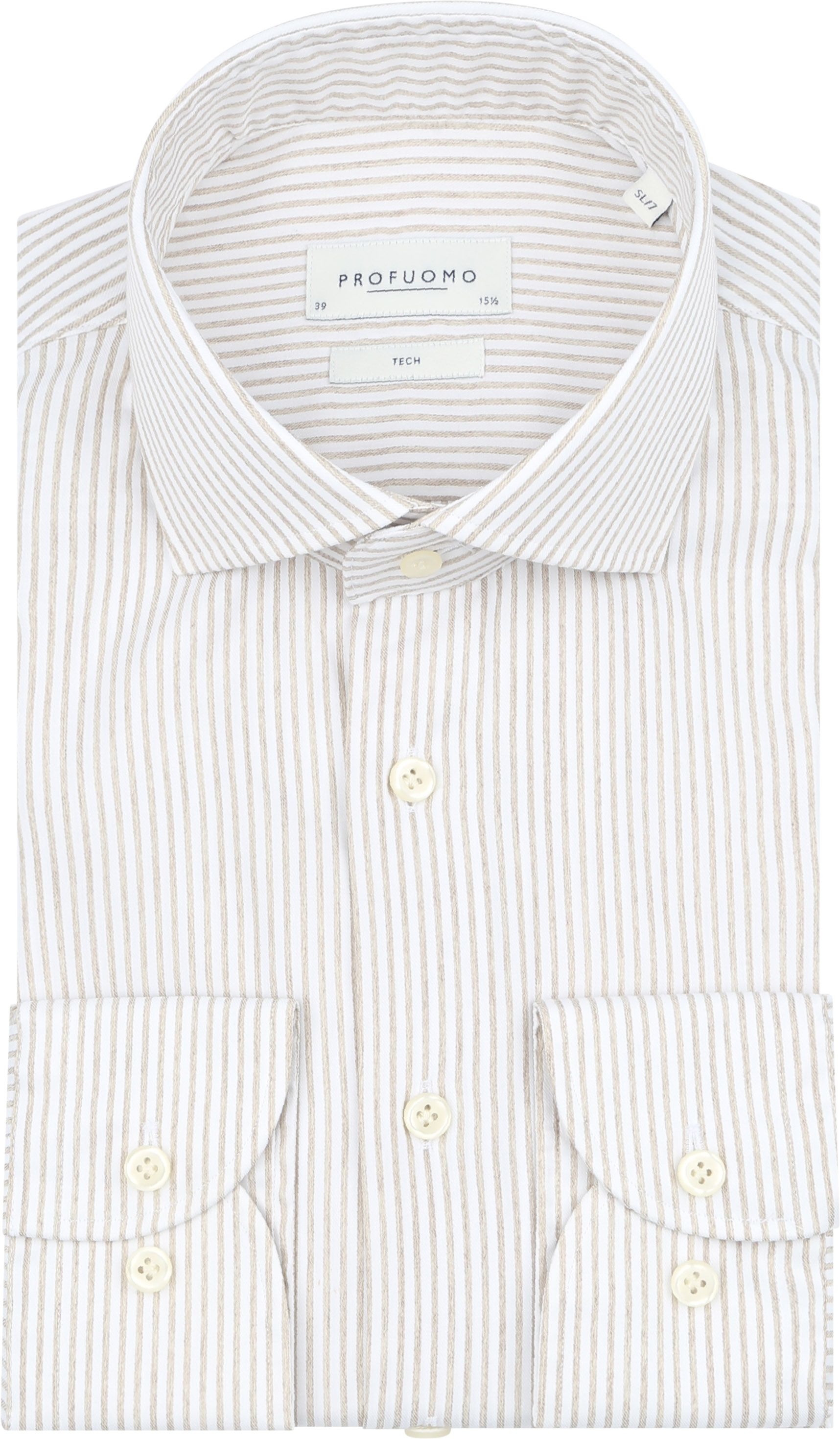 Profuomo Hemd Extra Lange Ärmel Travel Streifen Beige PPWH10059B-G kaufen | Suitable