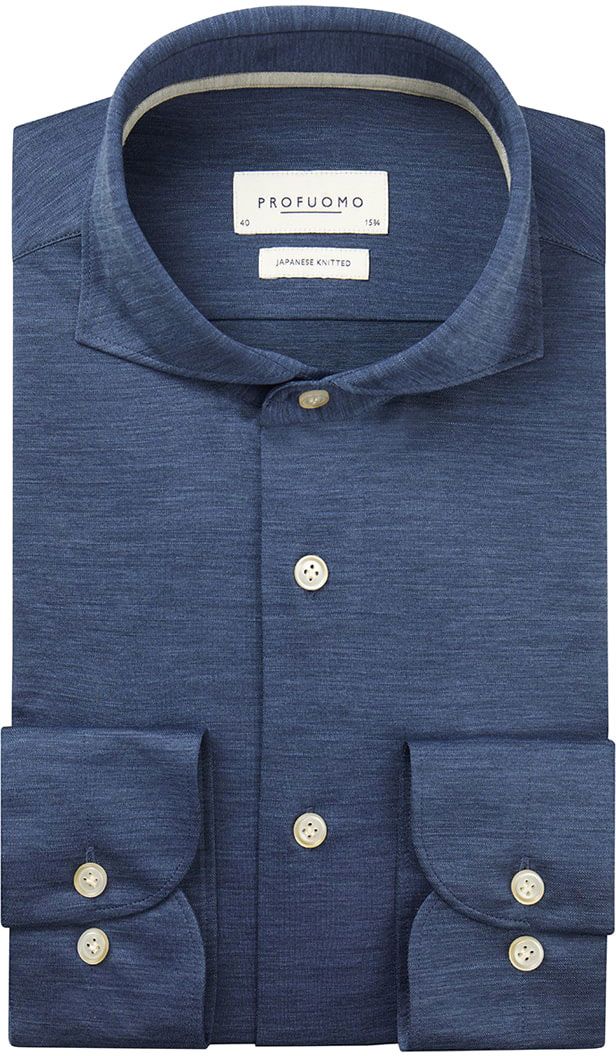 Profuomo Japanese Knitted Shirt Indigo Blue Dark Blue size 15