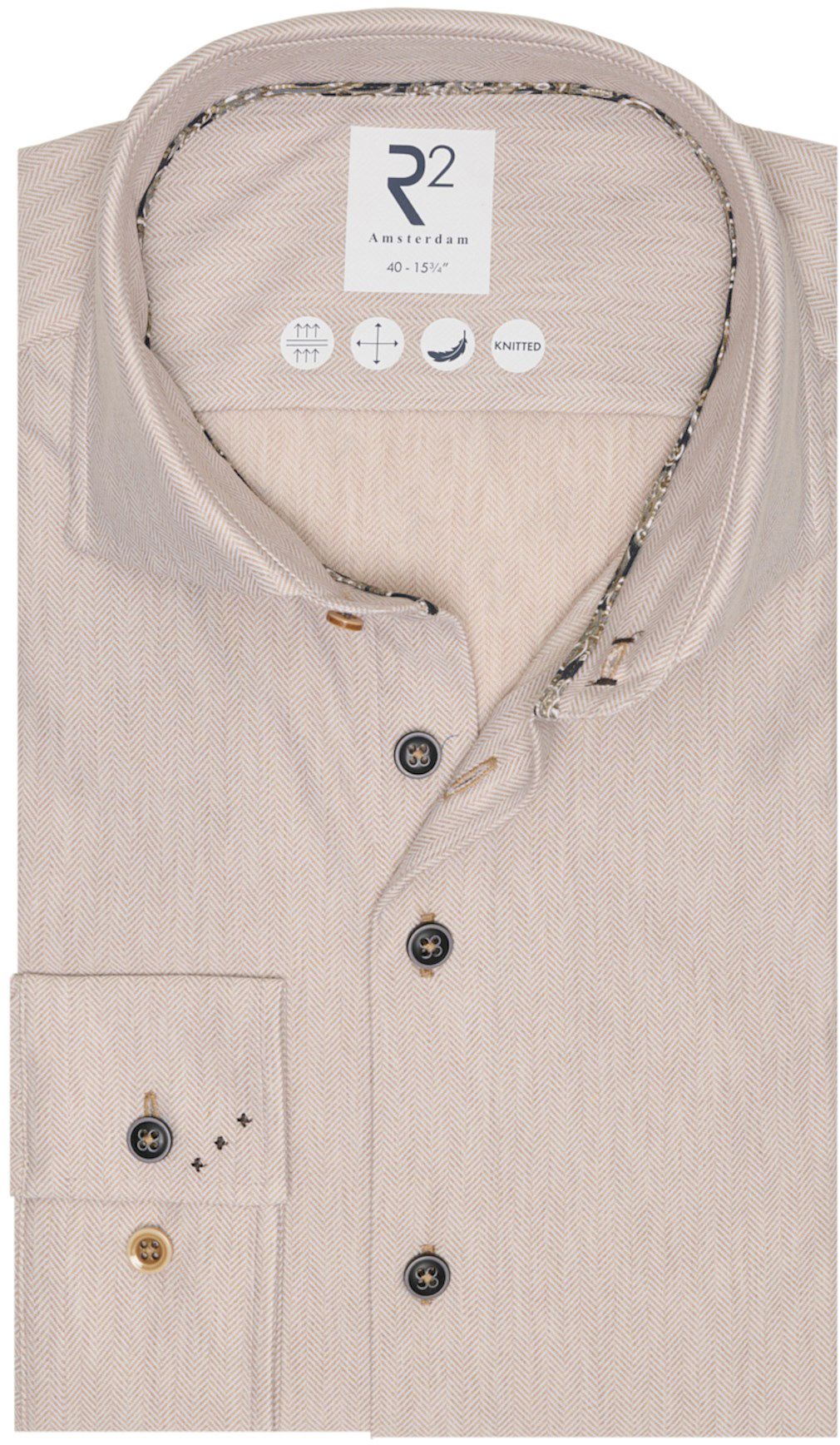 R2 Shirt Knitted Herringbone Ecru order online | 126.WSP.019-045 | Suitable Norway