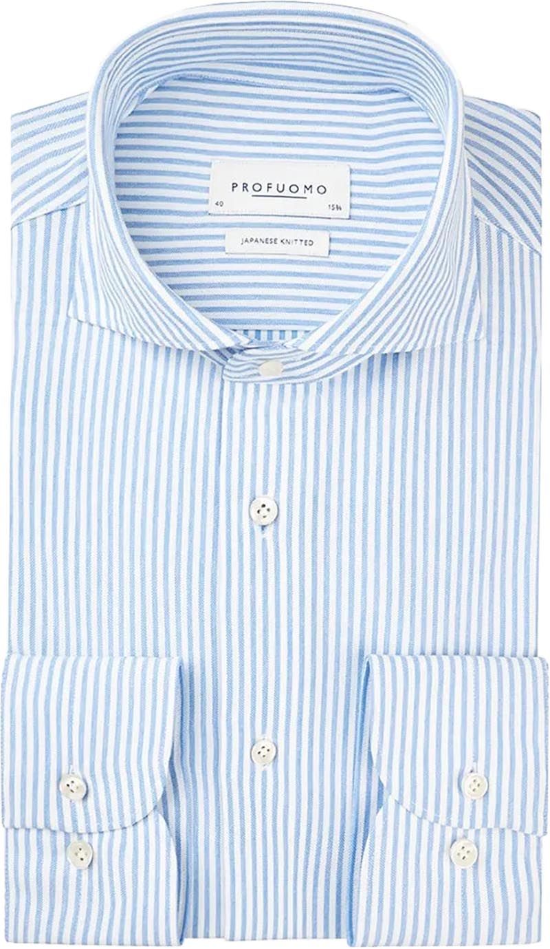 Profuomo Shirt Japanese Knitted Blue Stripes order online | PP2HC10008 | Suitable Lithuania
