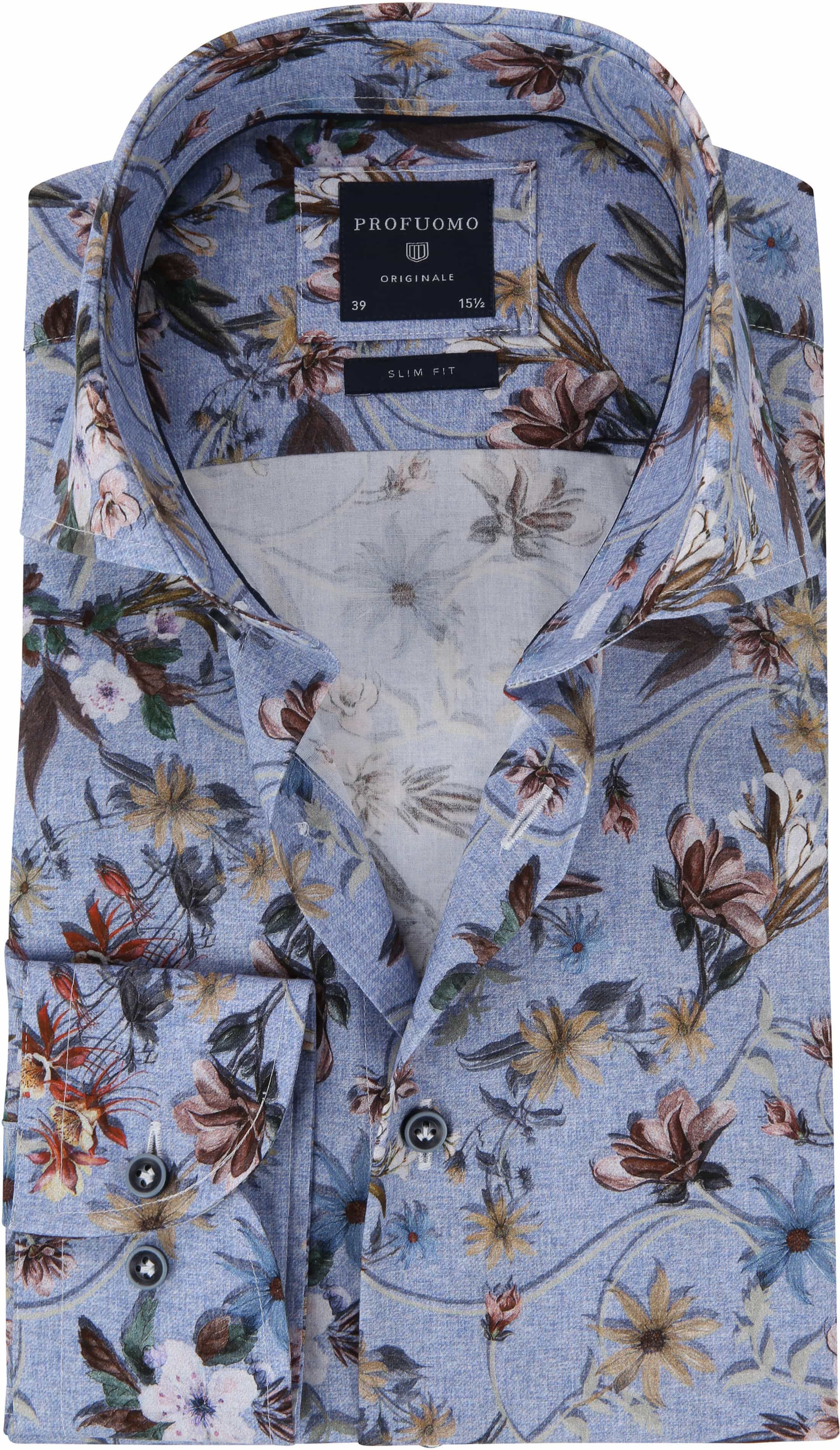 Profuomo Shirt Flowers Blue size 14.5