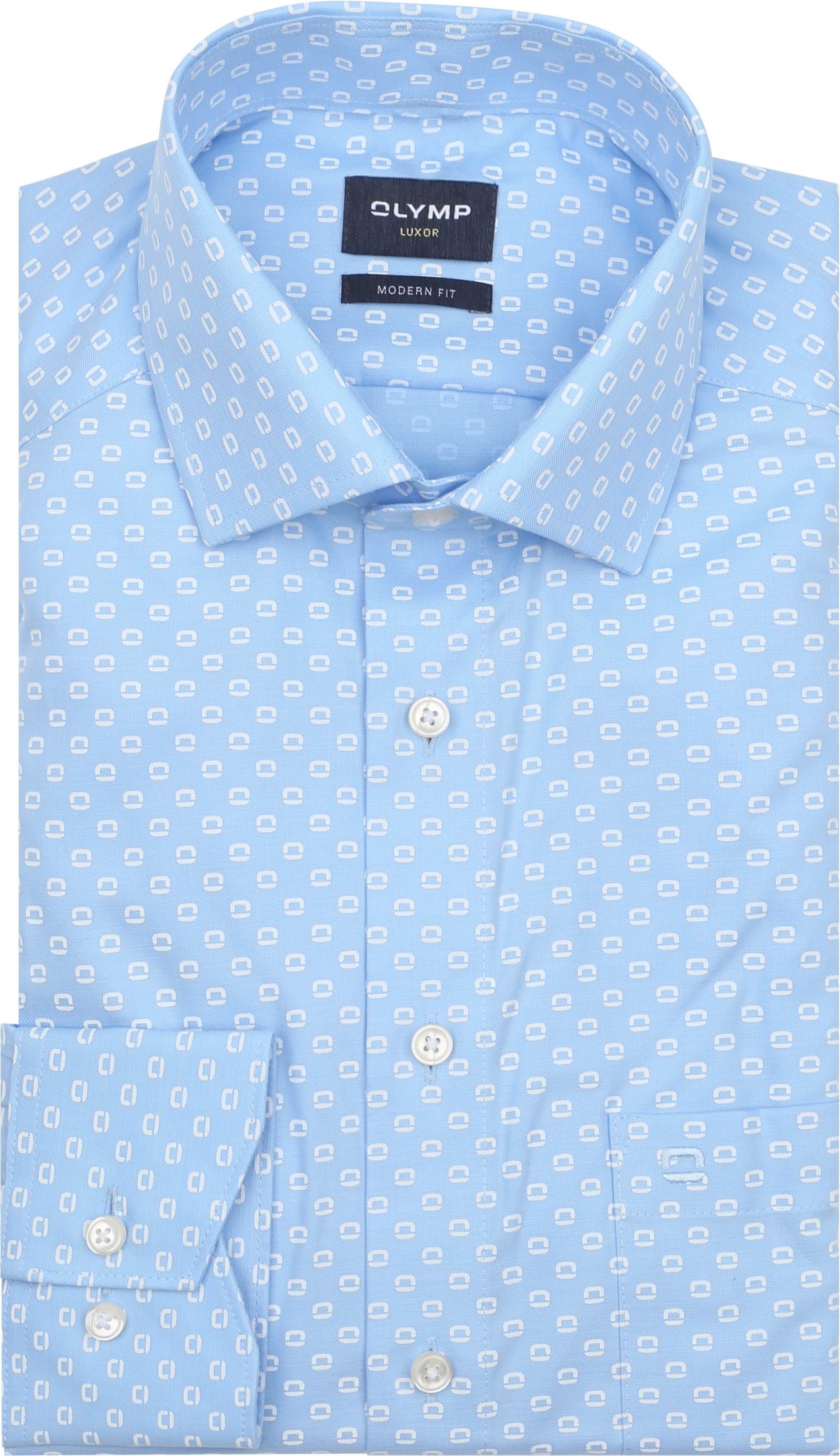 Olymp Luxor Shirt Print Logo Blue order online | 128484-11 | Suitable Lithuania