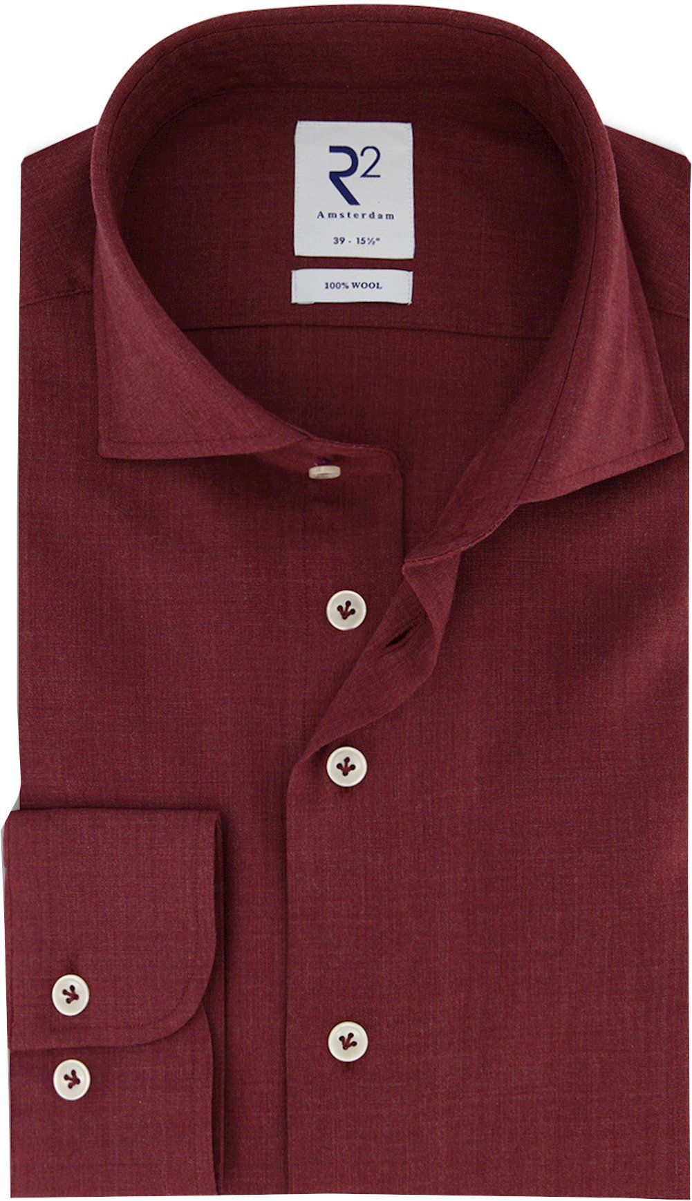 R2 Shirt Merino Wool Bordeaux Red Burgundy size 16