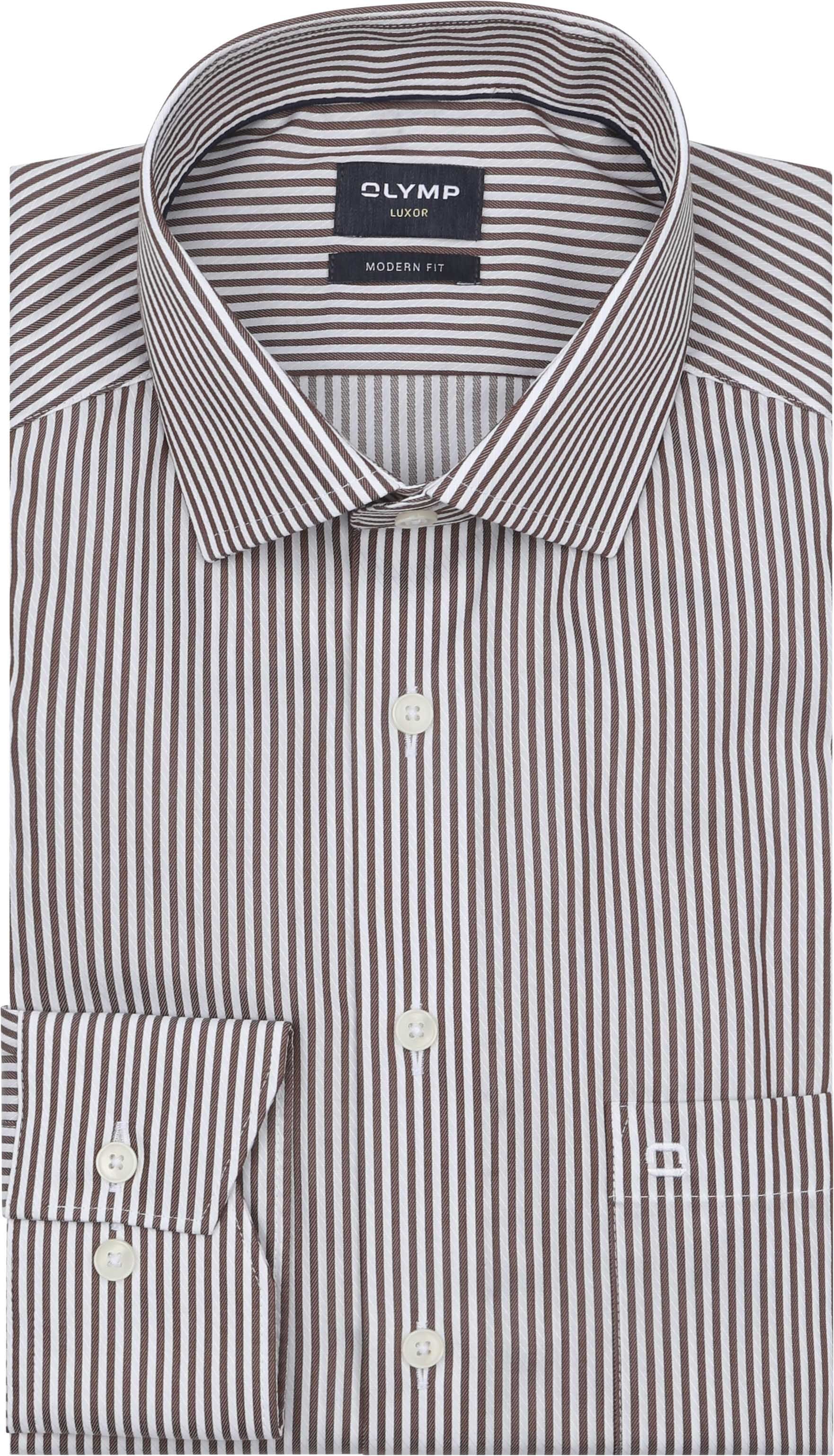 Olymp Luxor Shirt Stripes Brown order online | 135874-28 | Suitable Lithuania