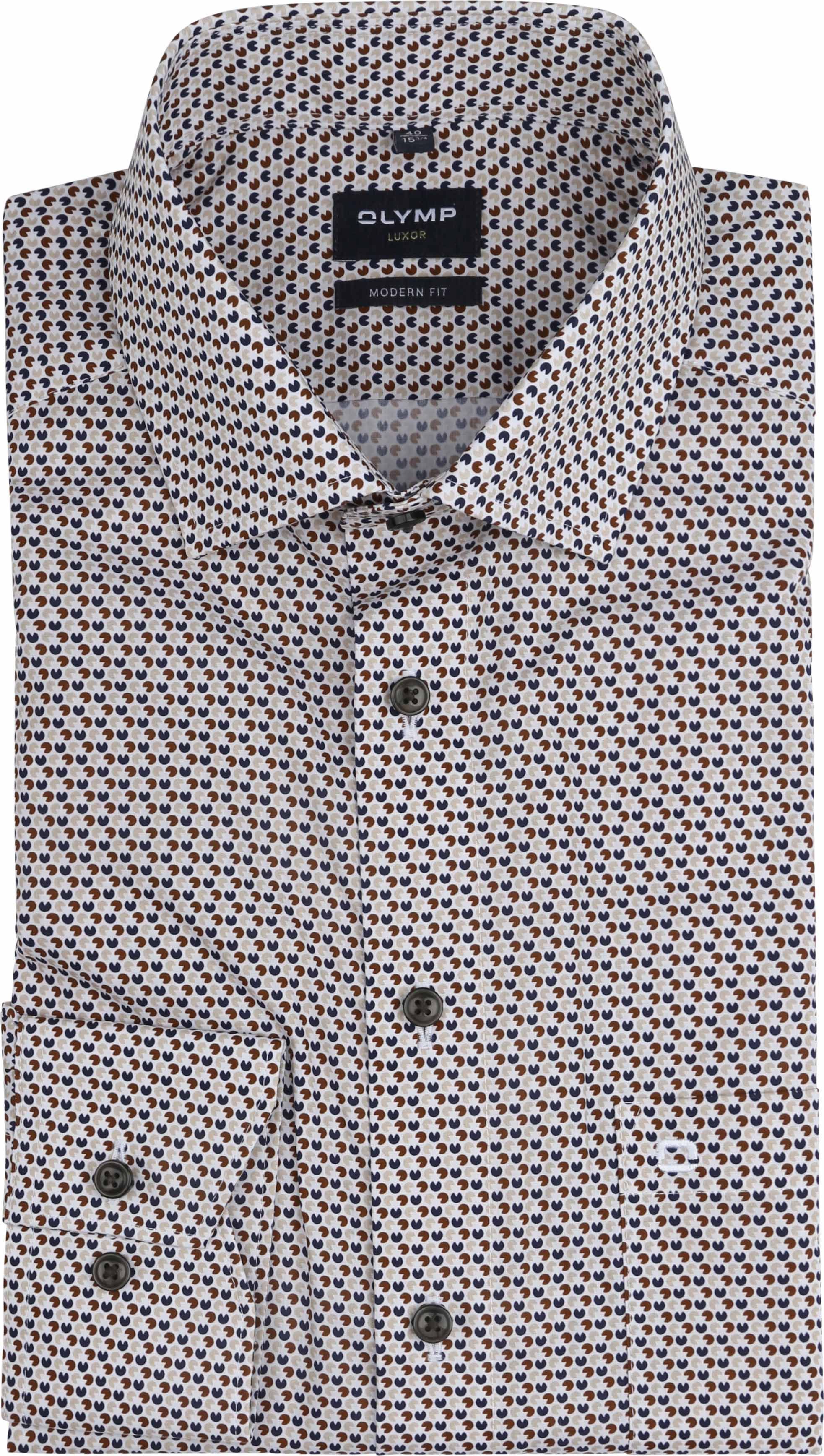 Olymp Luxor Shirt Print Brown 121144-28 order online | Suitable