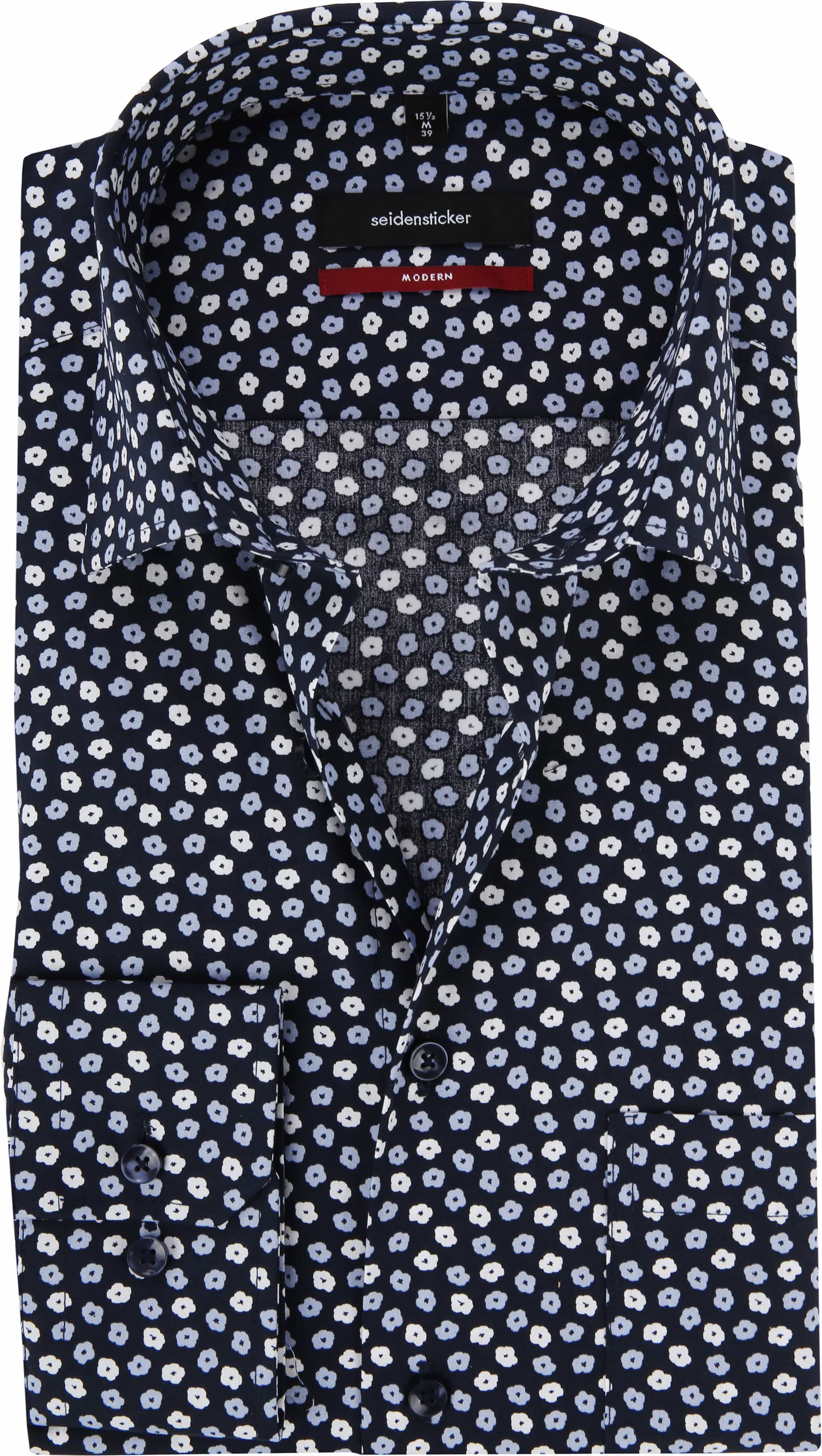 Seidensticker Modern-Fit Shirt Flowers Dark Blue size 15 3/4