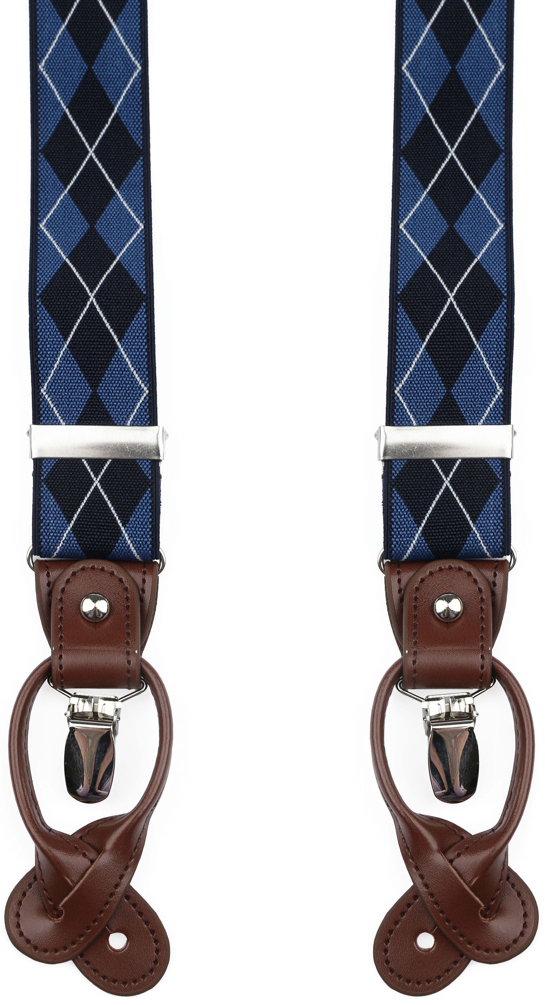 Suitable Luxe Suspenders Checks Navy SUS-Y-LUX-3,5 cm check blue order online | Suitable