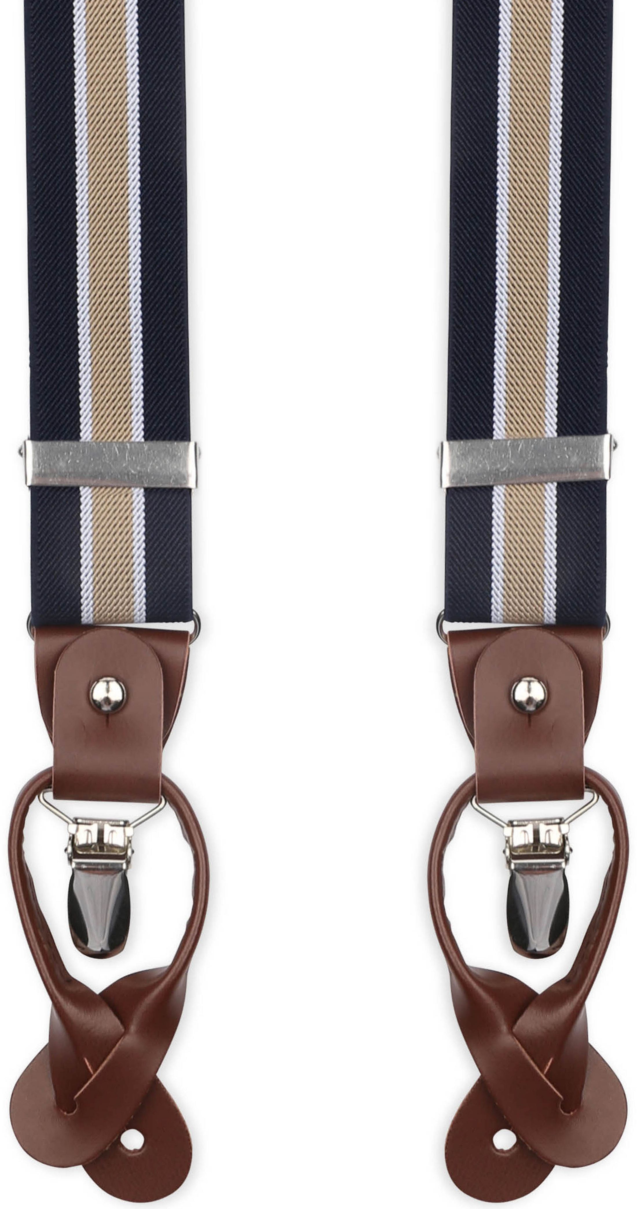 Suitable Luxe Suspenders Navy Stripe Beige SUS-Y-LUX-3,5 cm striped beige order online | Suitable
