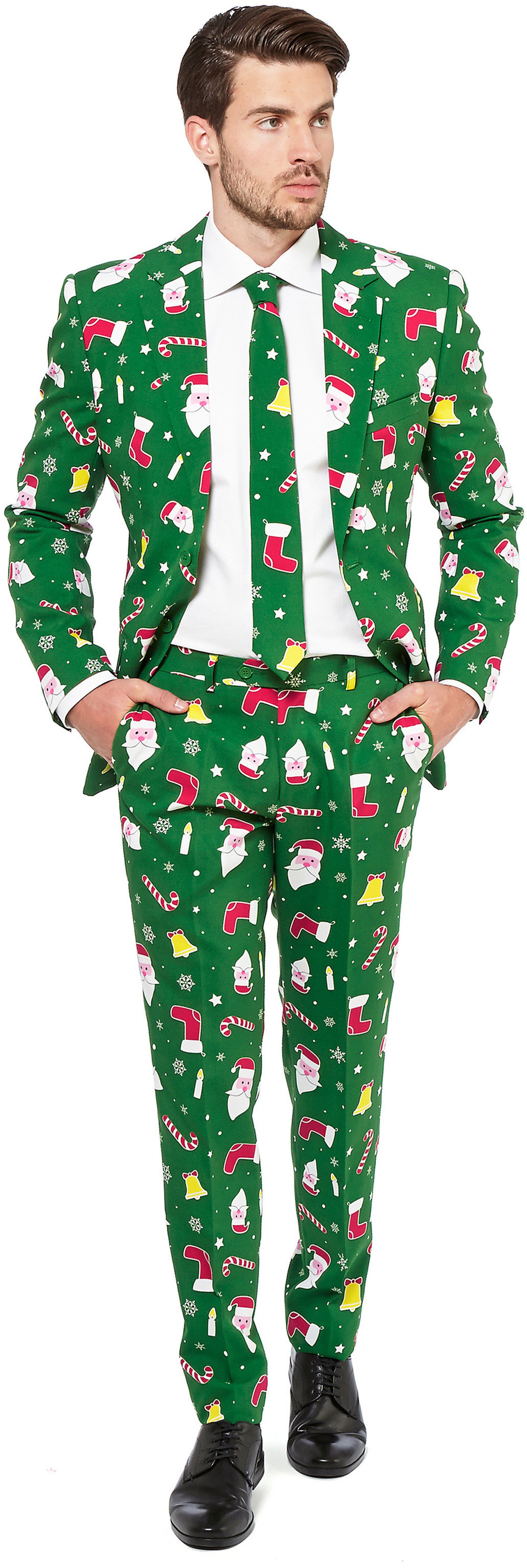 OppoSuits Costume Père Noël Rouge Vert taille 60