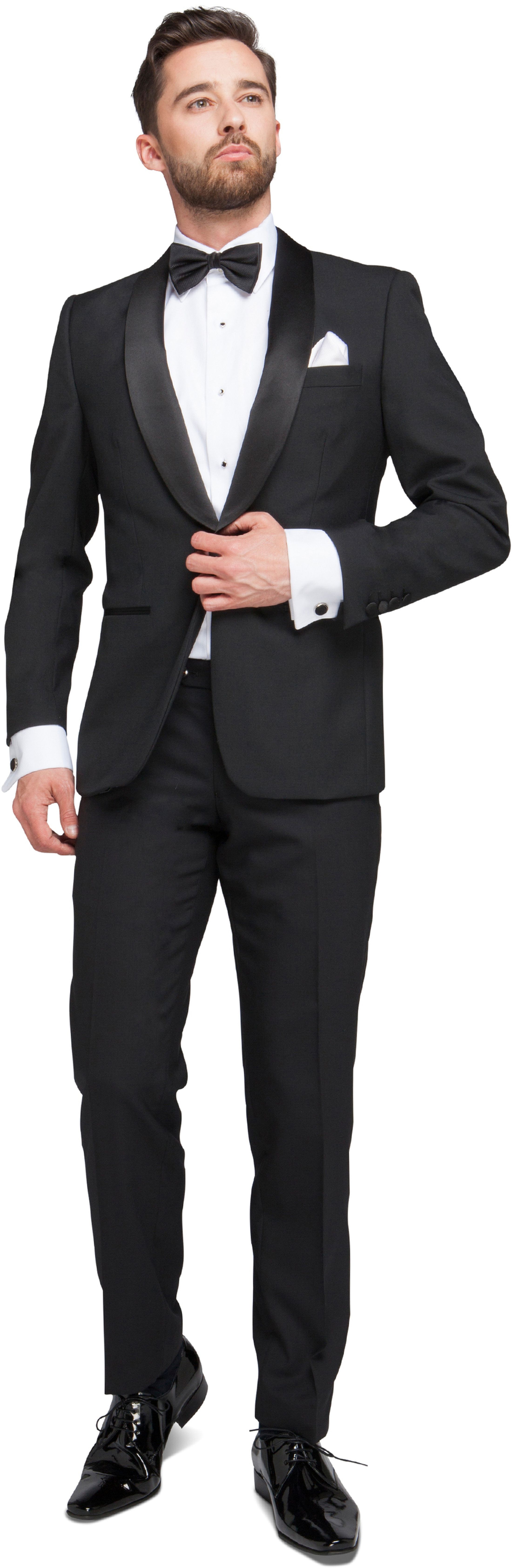 Suitable Smokinganzug Brooklyn – Herren Anzug, Modern Fit, Wollmix, Schwarz SMOK-BROOKLYN-WOLBLEND