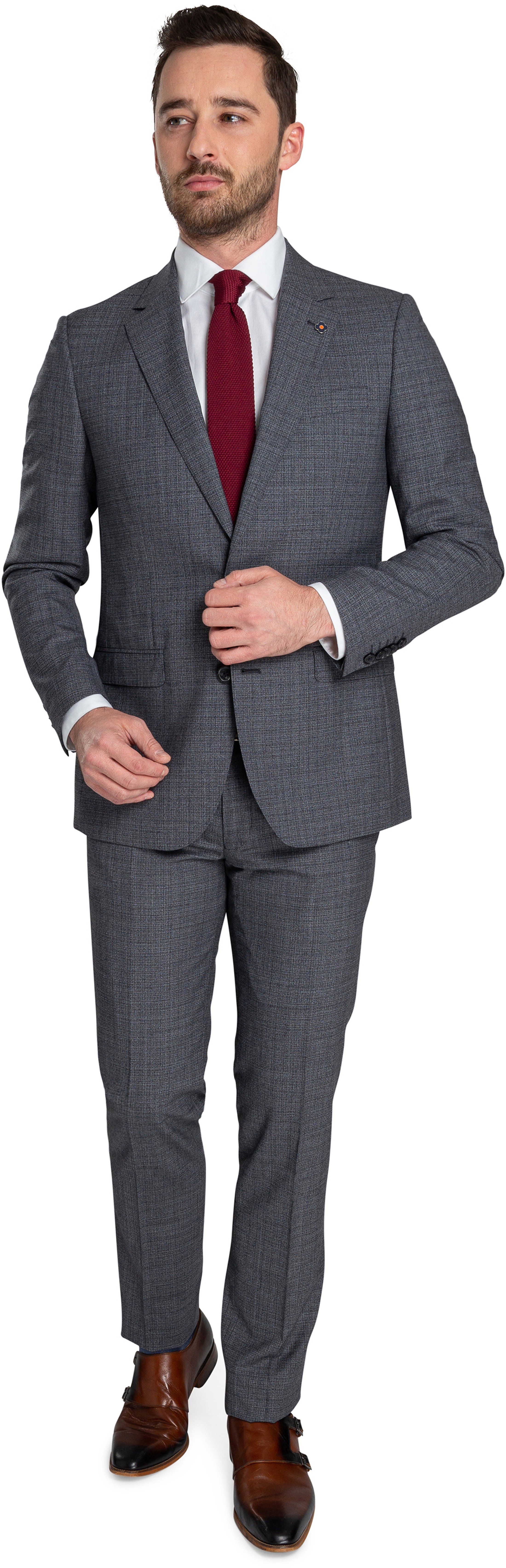 Suitable Prestige Suit Faux Checks Dark Grey Grey size 42-R