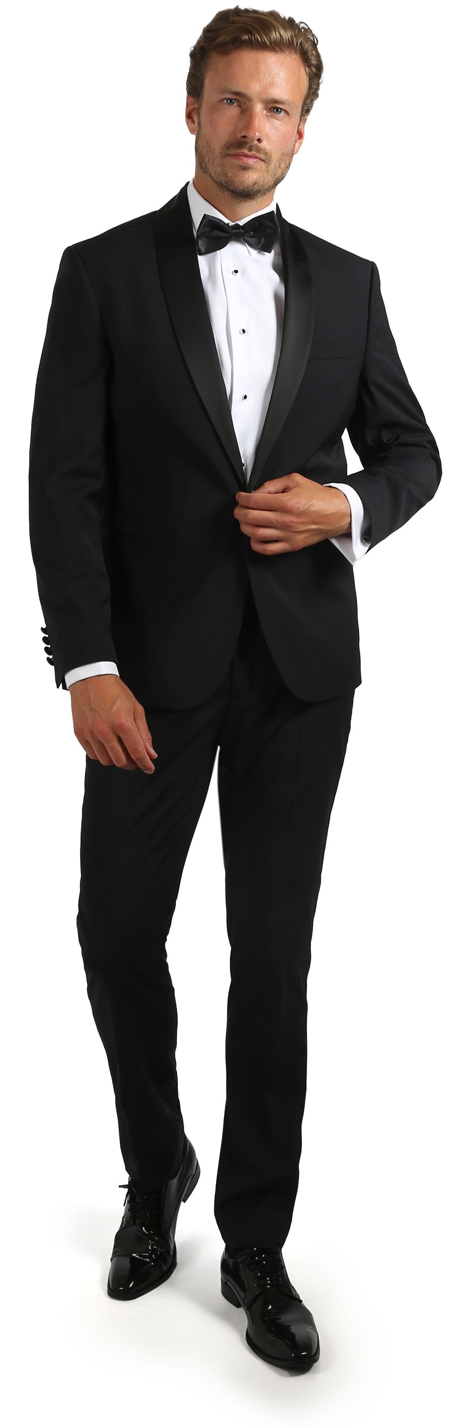 Suitable Smokinganzug Brooklyn – Herren Anzug, Modern Fit, Wollmix, Schwarz SMOK-BROOKLYN-WOLBLEND