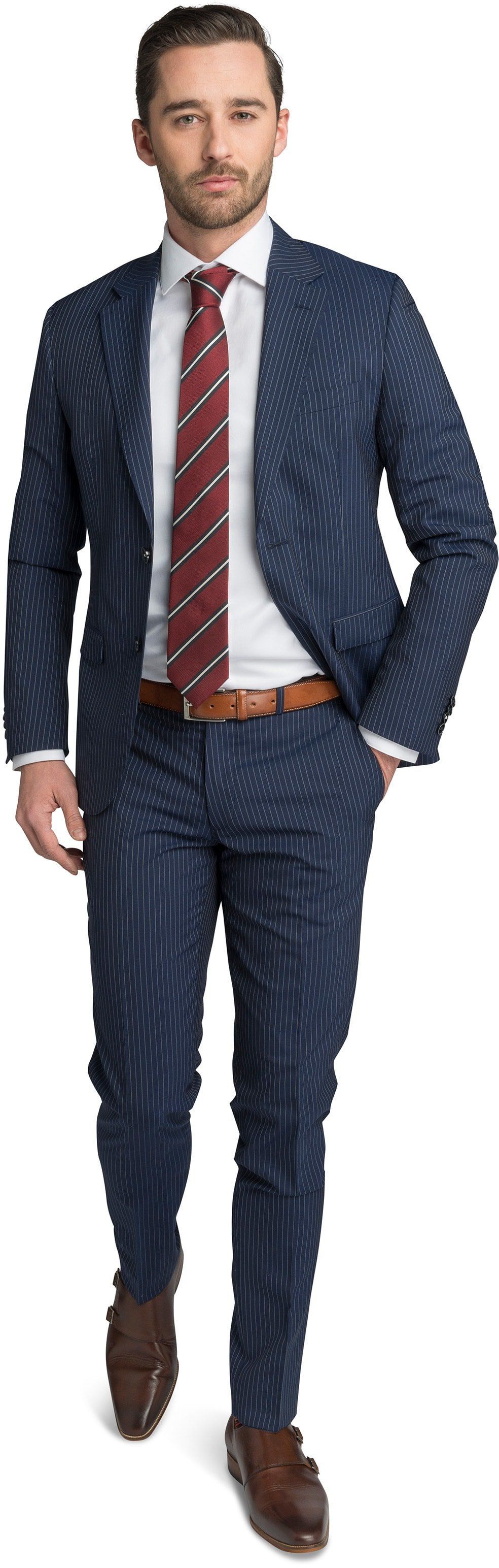 Suitable Suit Strato Stripe Navy Blue size 42-R