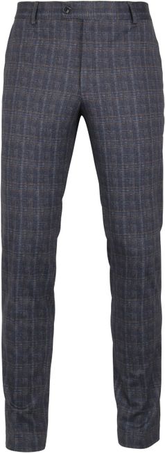 kraai andere Artistiek Suitable Pantalon Jersey Ruit Donkerblauw FPT-11200-08 Navy/Grey/Cognac  online bestellen | Suitable