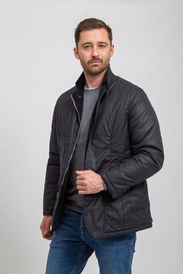 Barbour lutz waxed jacket navy on sale