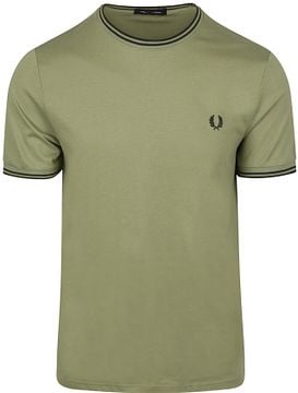 Fred Perry M1588 Twin Tipped T Shirt Green M1588-Y64 order