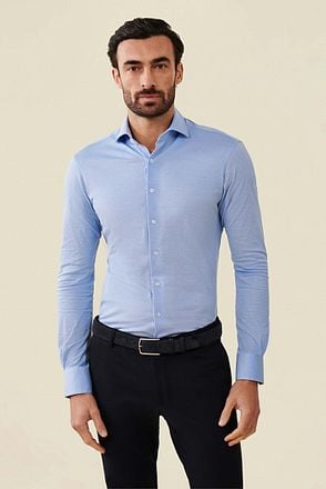 Cavallaro Piqué Overhemd Lichtblauw Model / Voorkant
