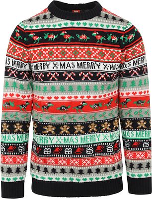 Suitable s Light Up Christmas jumper With Ginger Bread and Canes Multicolour Blue size L