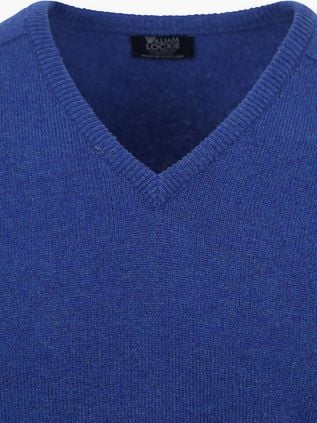 William Lockie Pull Laine d'Agneau Col-V Bleu Royal Persan