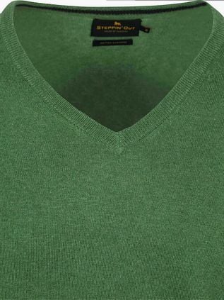 Steppin' Out Pullover Cotton Cashmere V-Neck Green