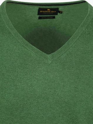 Steppin' Out Pullover Cotton Cashmere V-Neck Green