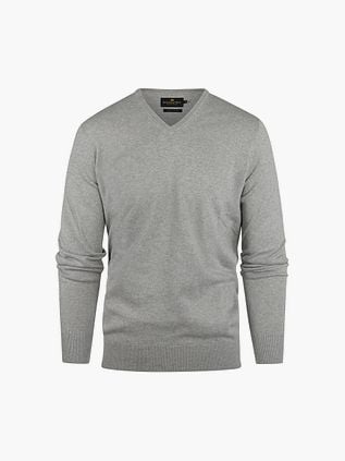 Steppin' Out Pullover Cotton Cashmere V-Neck Melange Grey