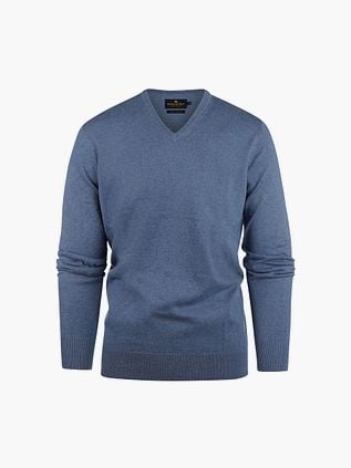 Steppin' Out Pullover Cotton Cashmere V-Neck Indigo Blue