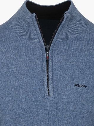 NZA Pull Christopher Demi-Zip Beige Bleu tendre Mélanger