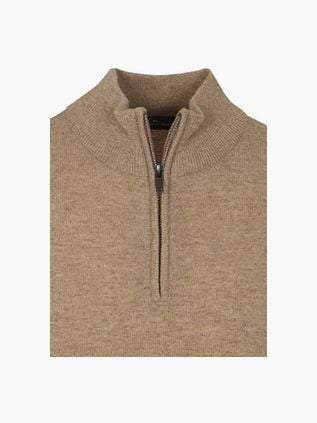 Steppin' Out Half Zip Pullover Merino Wool Beige