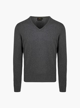 Steppin' Out Pullover Cotton Cashmere V-Neck Anthracite Melange
