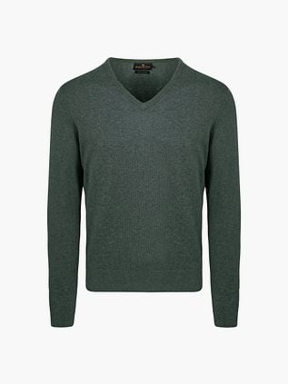 Steppin' Out Pullover Cotton Cashmere V-Neck Dark Green