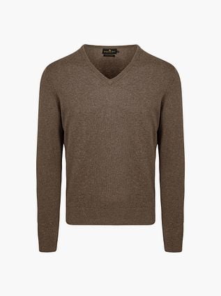 Steppin' Out Pullover Cotton Cashmere V-Neck Taupe Melange