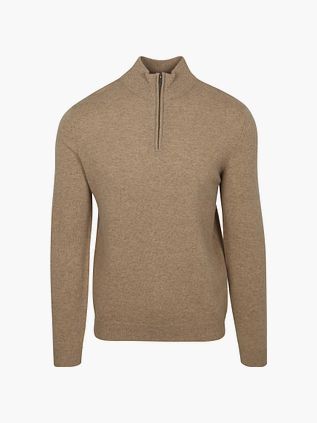 Steppin' Out Half Zip Pullover Merino Wool Beige