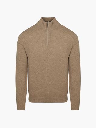 Steppin' Out Half Zip Pullover Merino Wool Beige