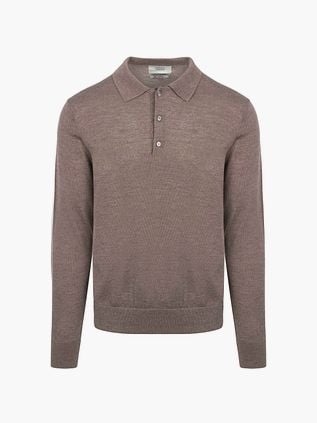 King Essentials The Robert Long Sleeve Polo Shirt Merino Brown