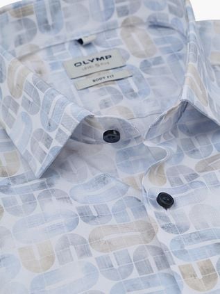 Olymp Level 5 Shirt Stretch Extra Long Sleeves Print Light Blue